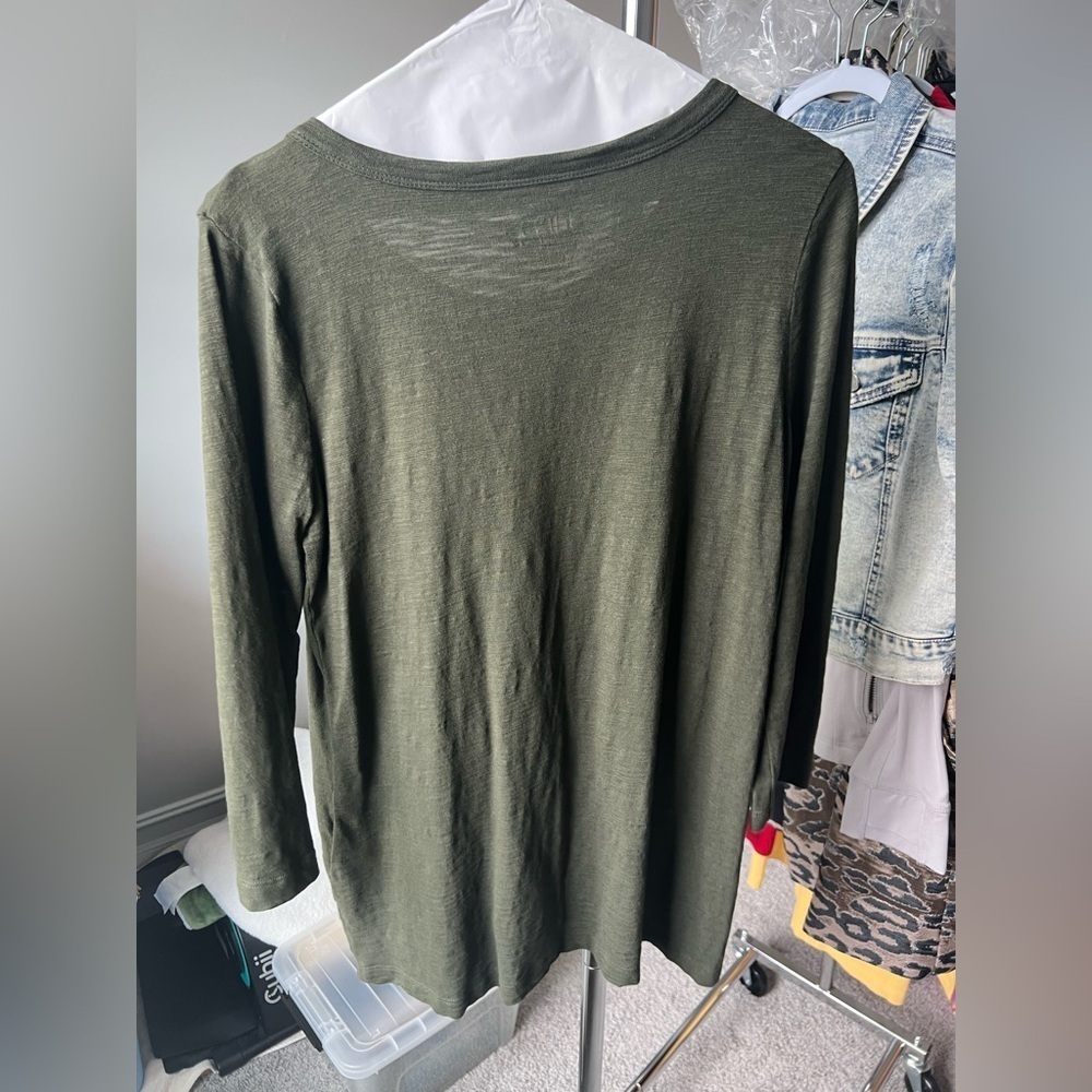Chico's Forest Green 3/5 Sleeve Top 0 - Picture 7 of 8